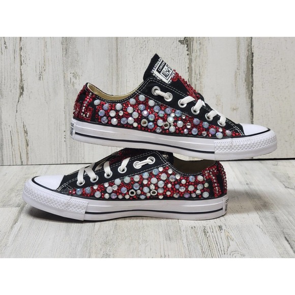 Converse Sneakers Women 7.5 Multicolor Custom Bedazzle Embellished 'A' Bling Out - Picture 4 of 9